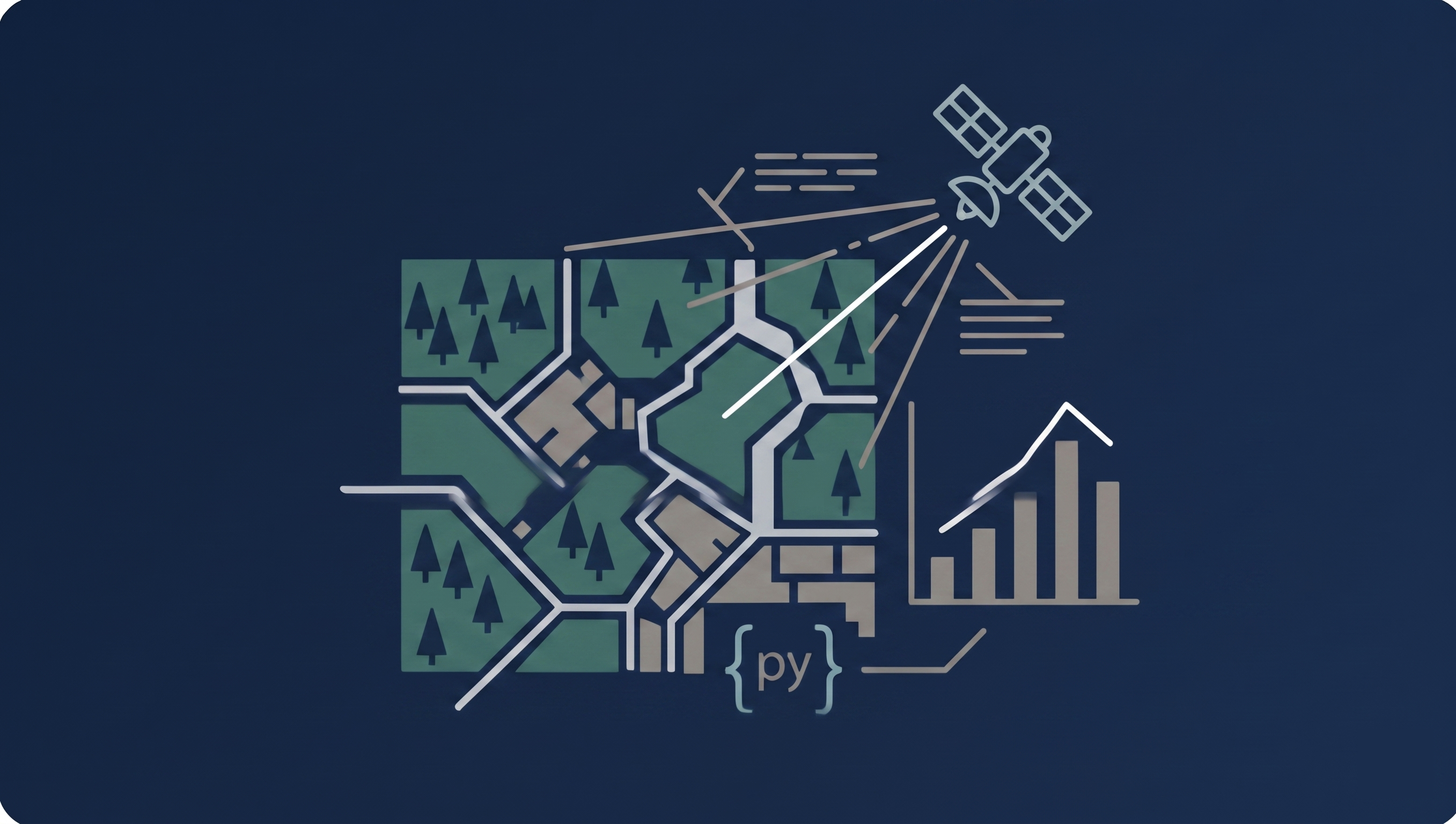 Satellite view of fragmented wildlife habitat with analysis overlays